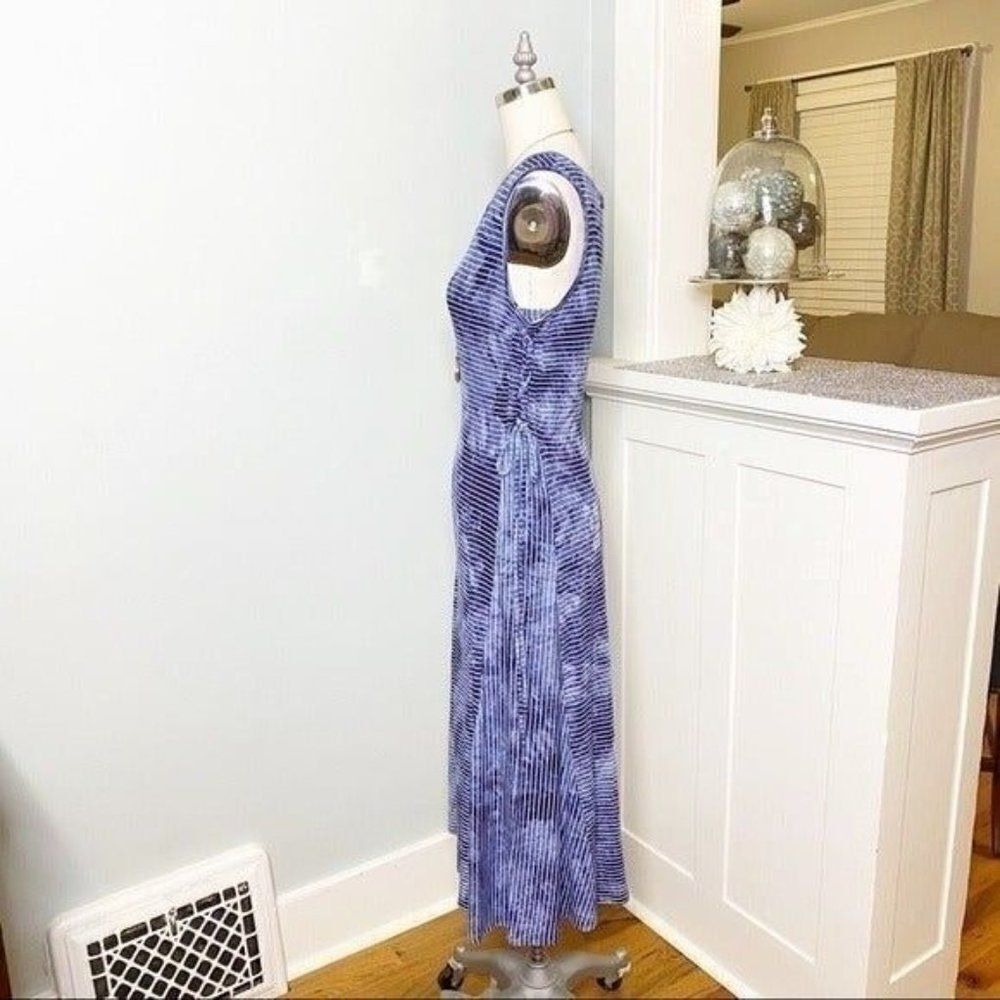 Chico's Blue Tie Dye Striped Nautical Sundress Sleeveless Maxi Dress 4 Small - Picture 8 of 11